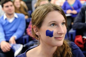 Girl with a European flag paint on her cheek, Spotlight Europe